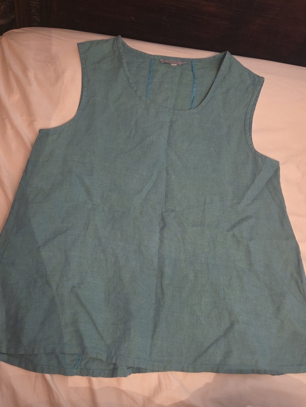 bryn Walker Light Aqua Linen Tank Top - Picture 5 of 5